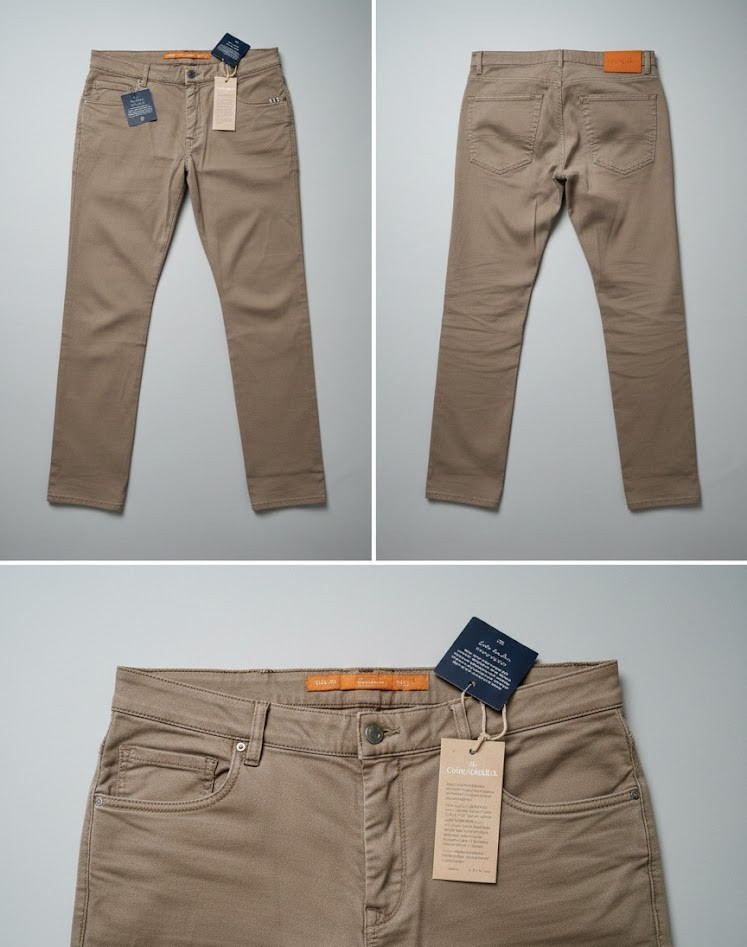 Strandfein Menswear Hose Lange Form Dunkelbeige Kurzgröße 27 Herren